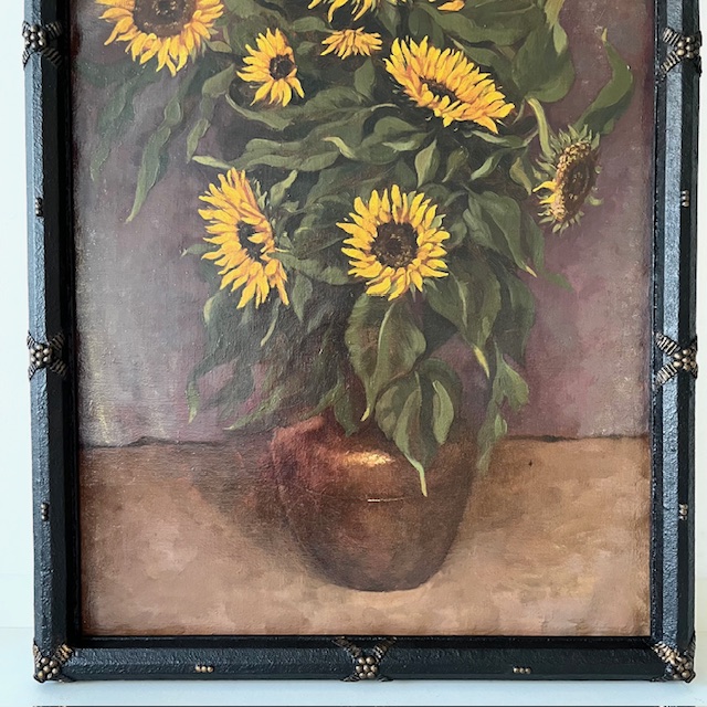 Antiek Xl Schilderij Zonnebloemen Olieverf M. Bertels 1920’s image 4