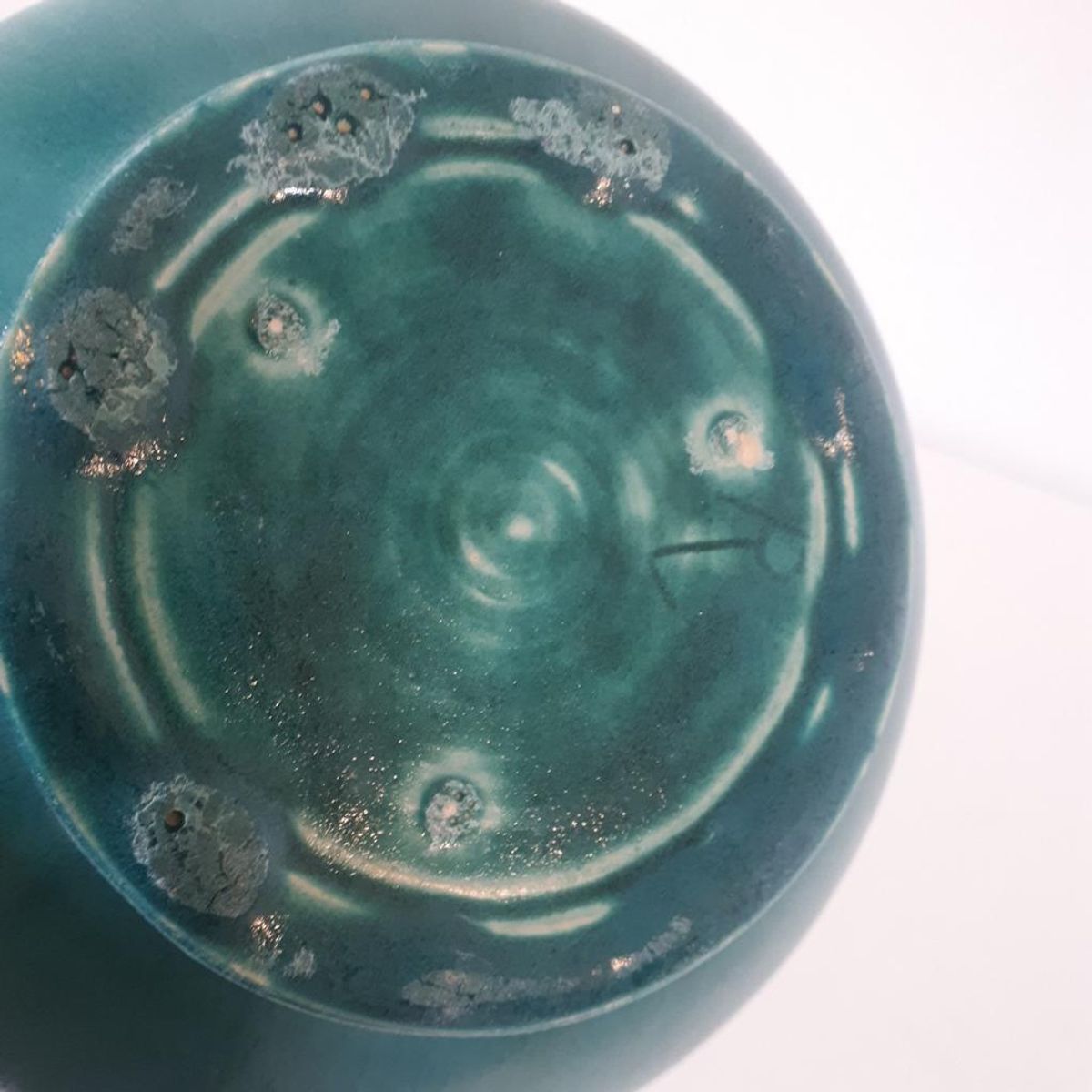 Vintage Schaal Blauw Groene Keramieke Schaal Gemerkt image 8