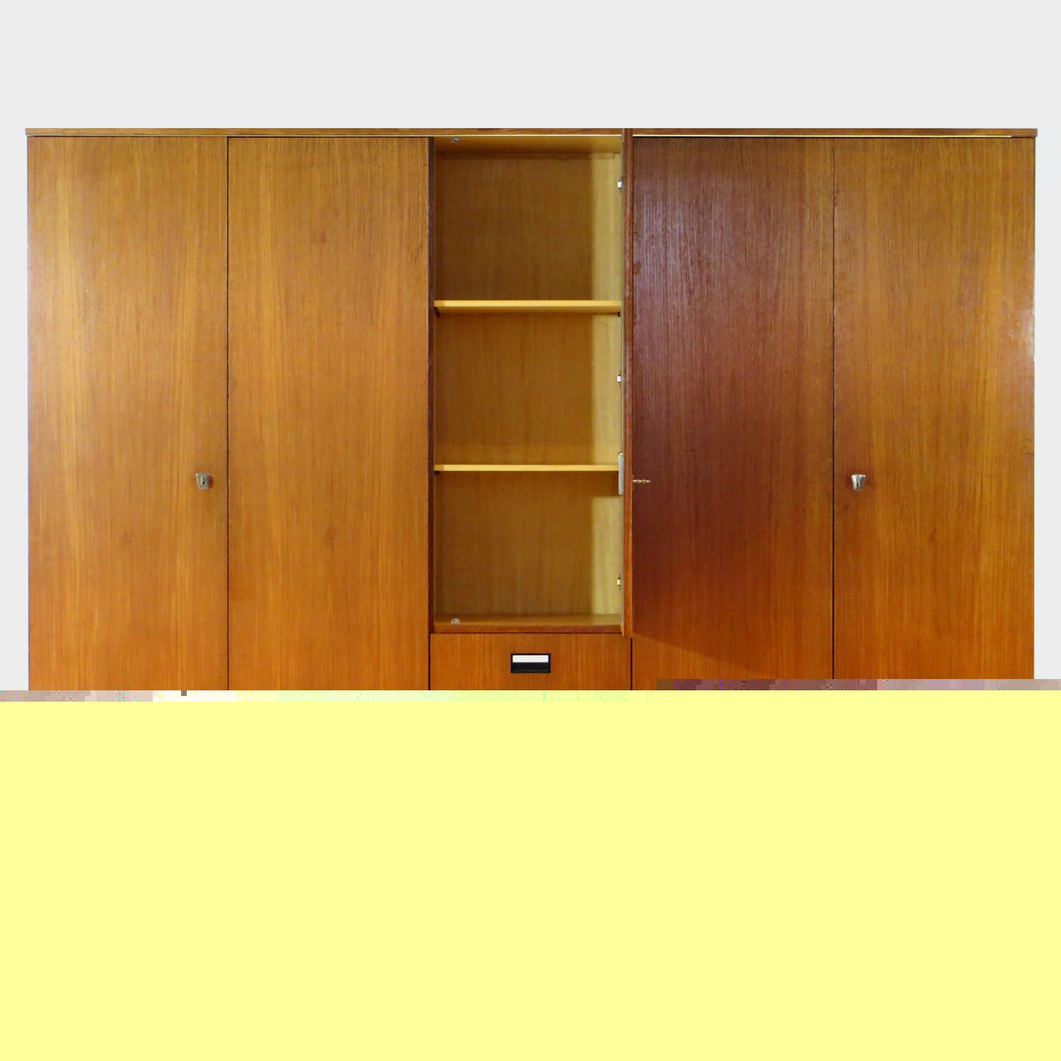 Grote 5-deurs Vintage Design Kledingkast In Teak, Jaren 60 image 3