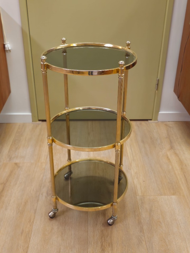 Vintage Barcart Serveerwagen Trolley Bijzettafel Messing image 8