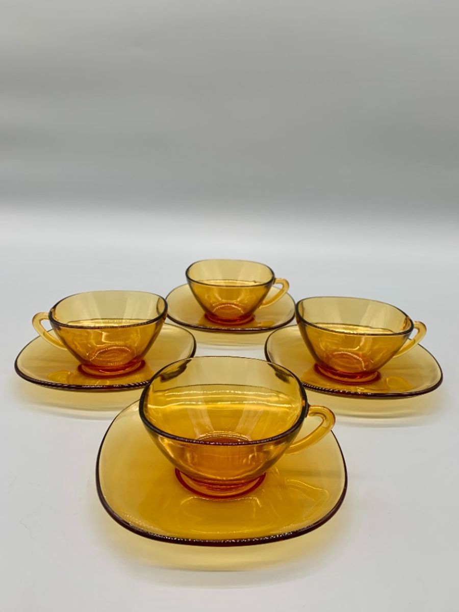 Set Nestle Kop En Schotel Amber Glas 8 Delig image 4
