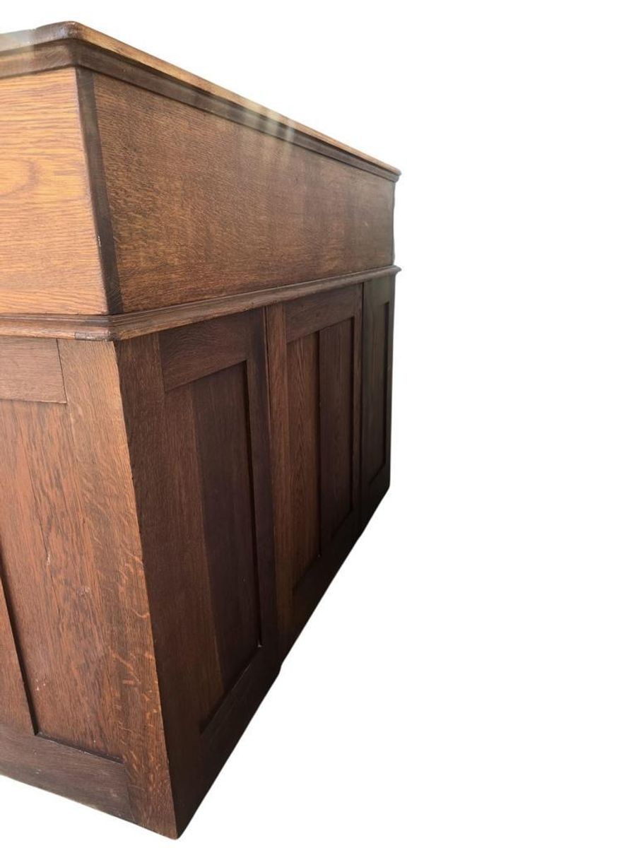Vintage Houten Amerikaanse Bureau Met Rolluik Deur image 4