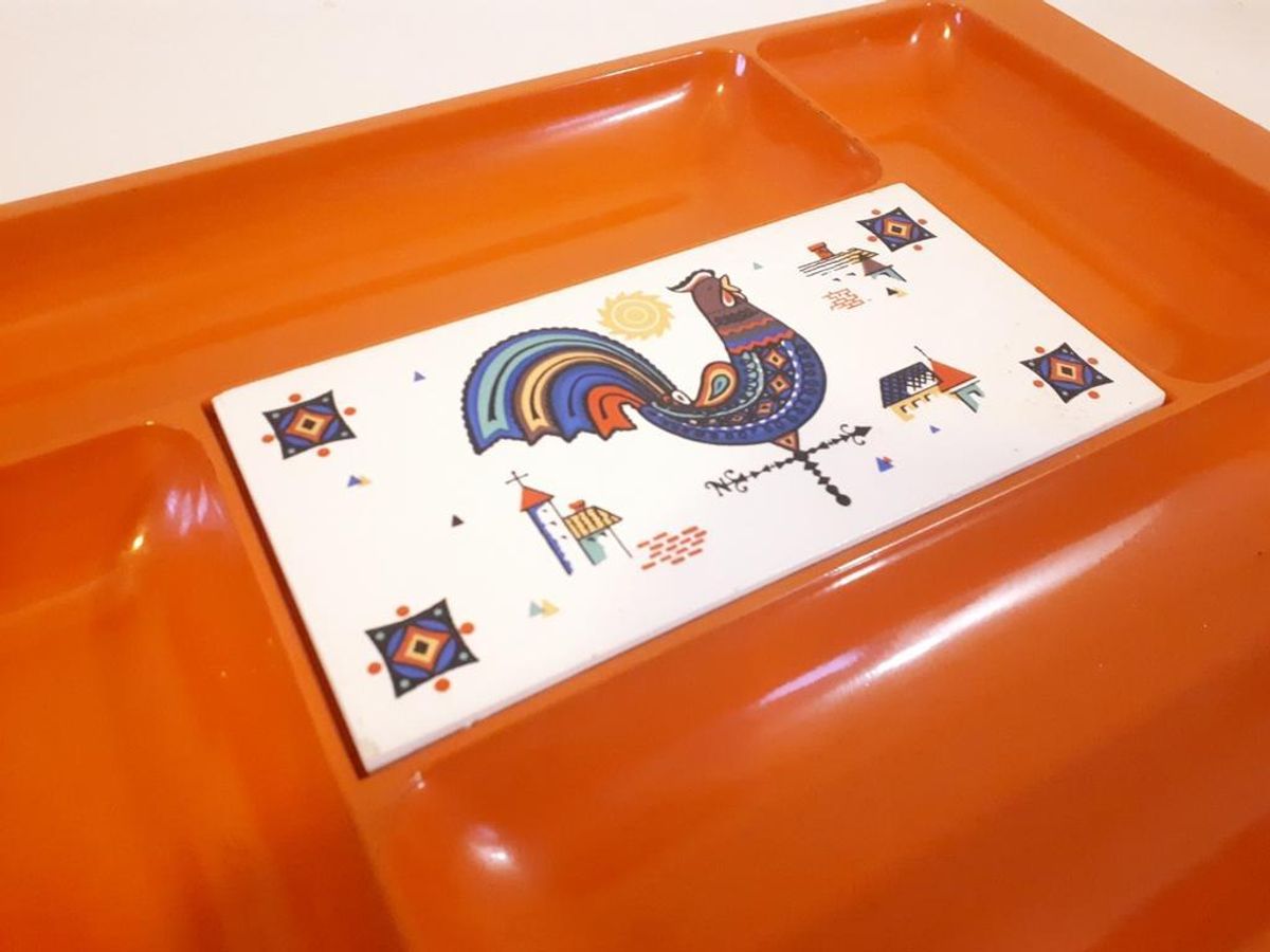 Vintage Hapjes Schaal Kaasplank Retro Oranje Jaren 70 image 3
