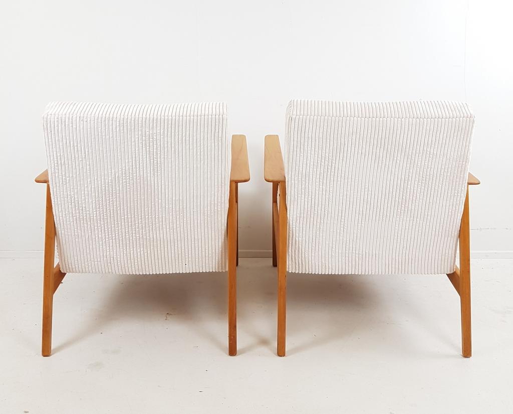 Vintage Fauteuil 2 Stuks Crème Japandi Stijl Ribstof Nieuw image 8