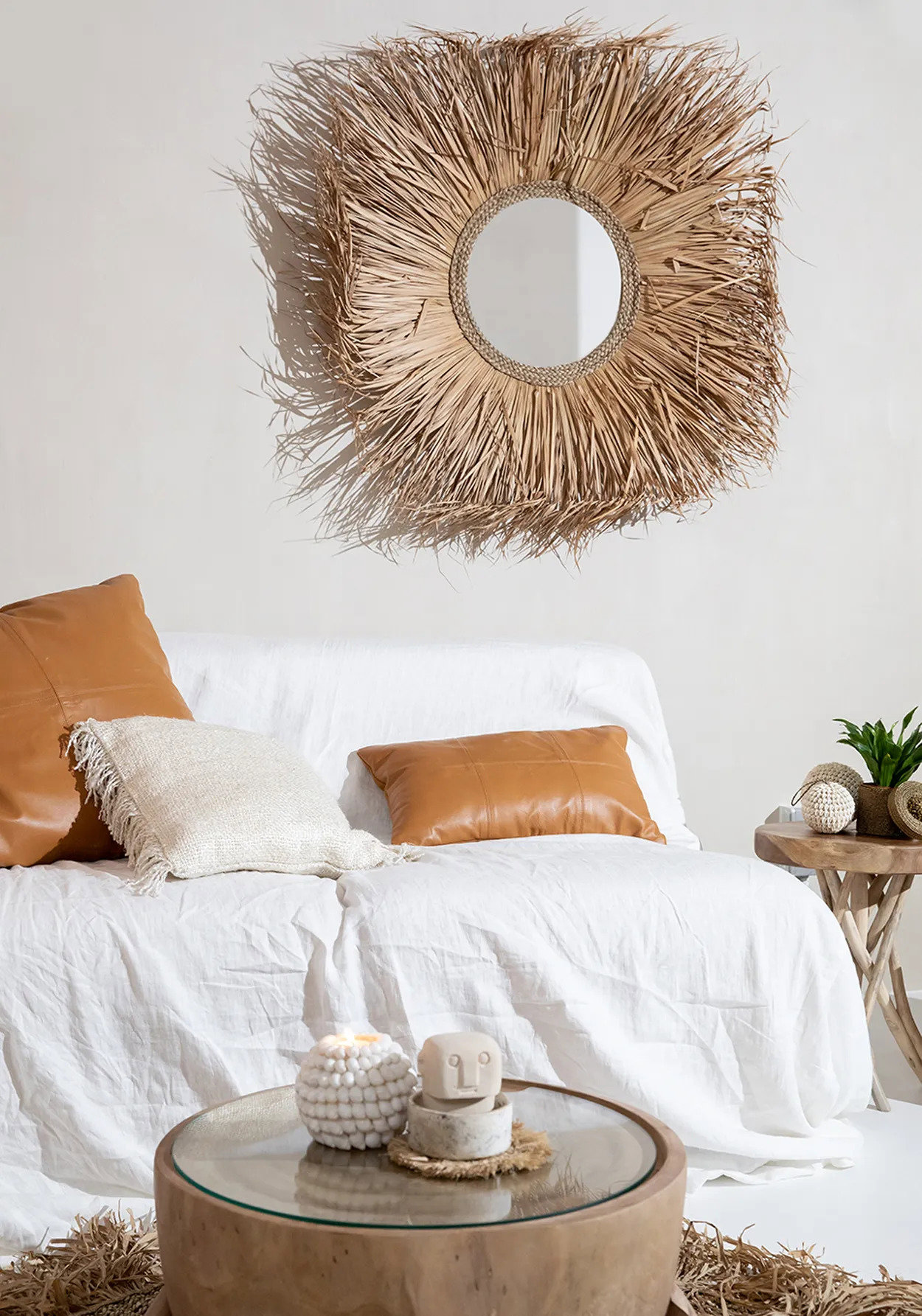 Bazar Bizar | Het Six Panel Leather Kussenhoes - Camel - 30x50 image 5