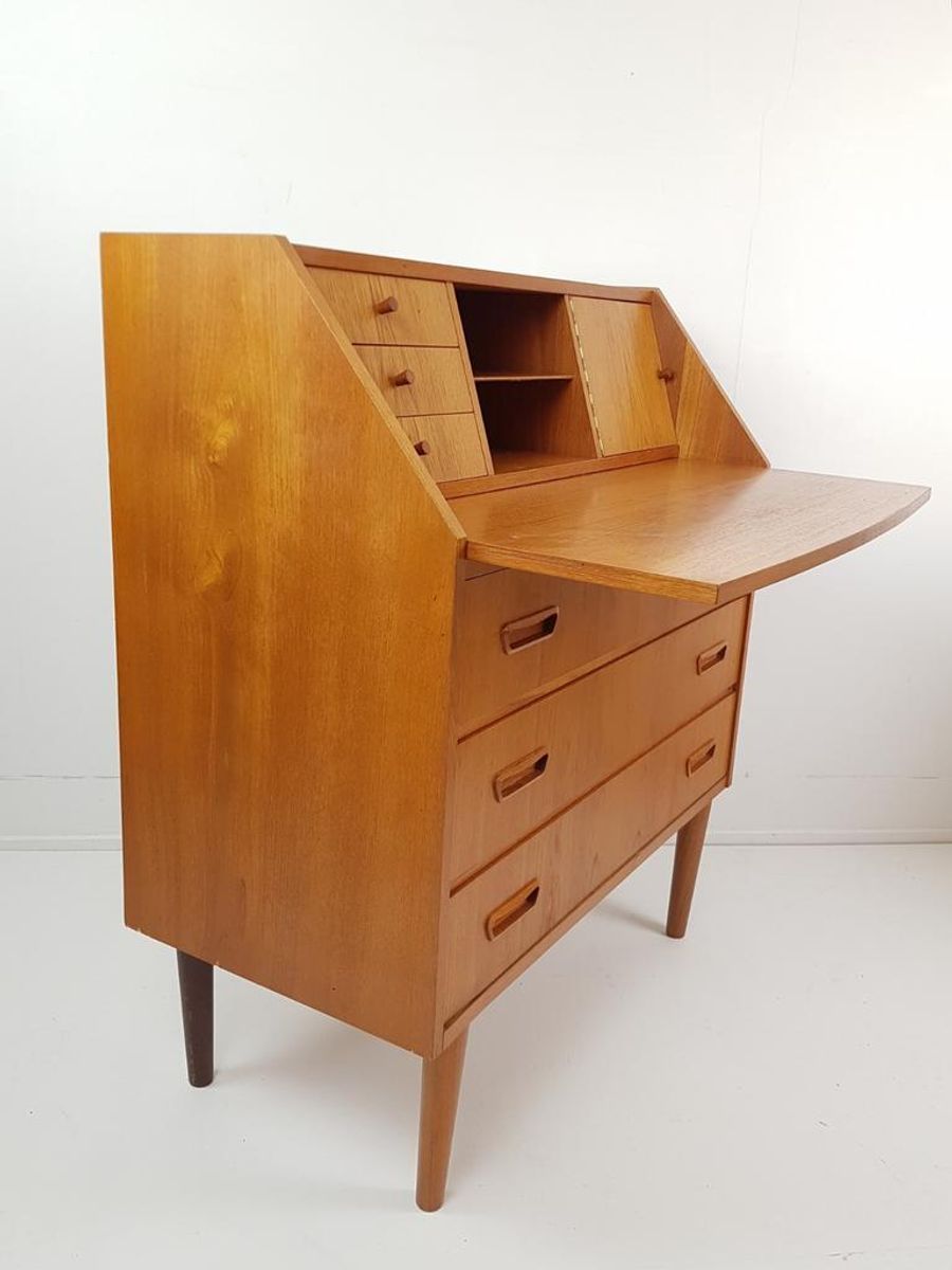 Vintage Deense Teakhouten Secretaire | Wandkast | Ladenkast image 3