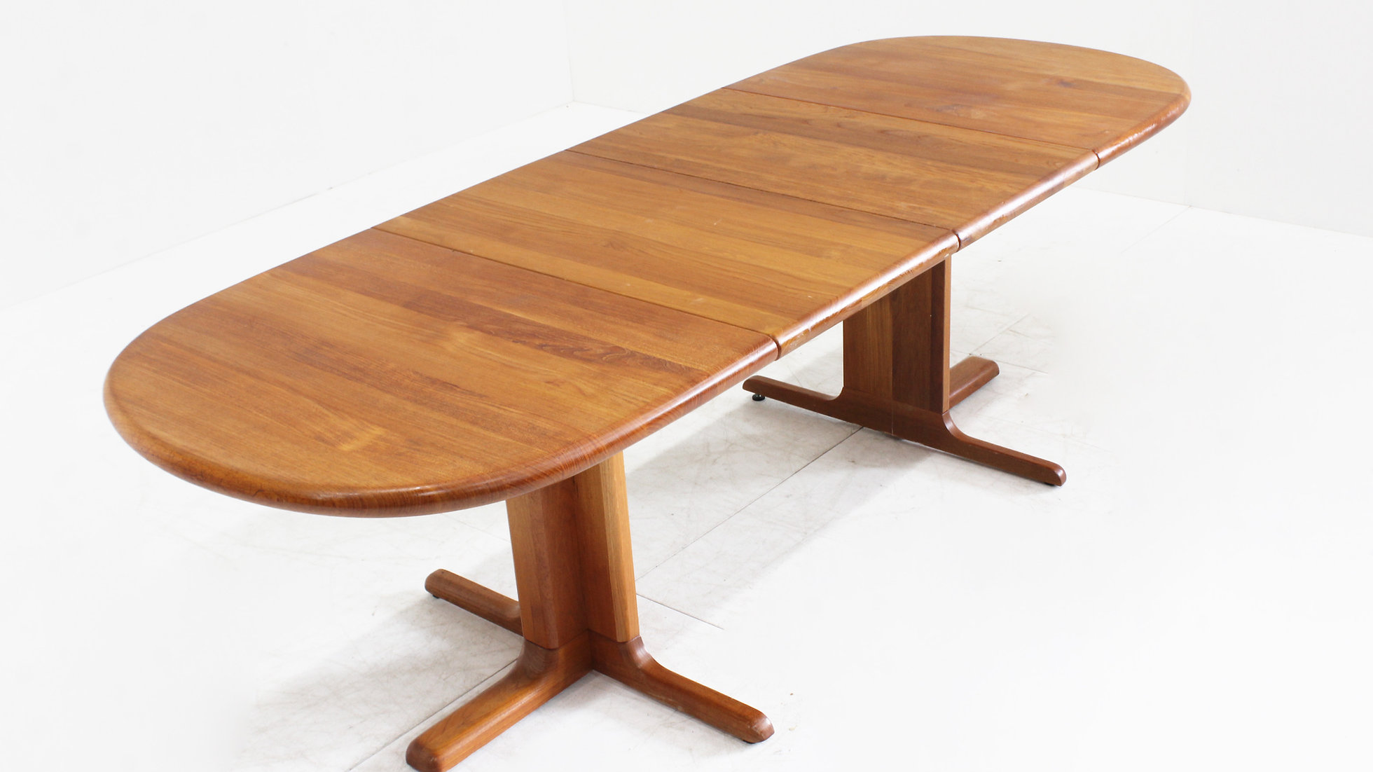 Vintage Danish Oval Extendable Dining Table Solid Teak 1960s image 6