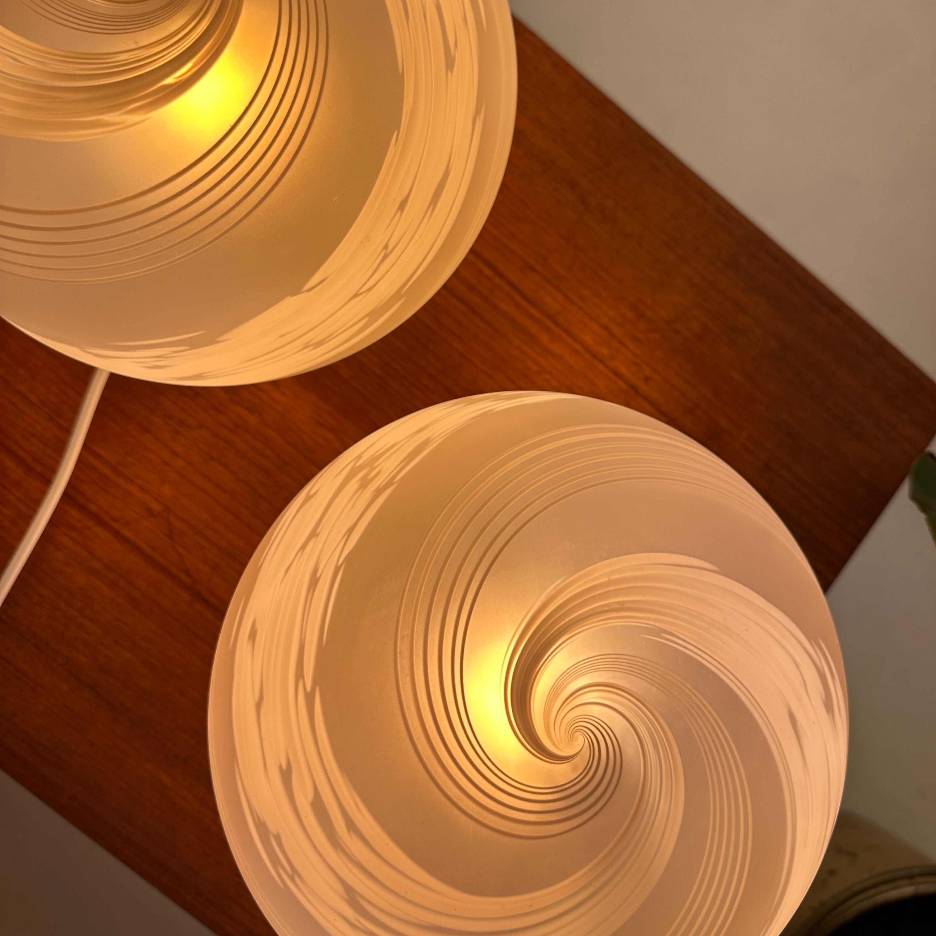 Set Of Pink Swirly Murano Glass Table Lights image 4
