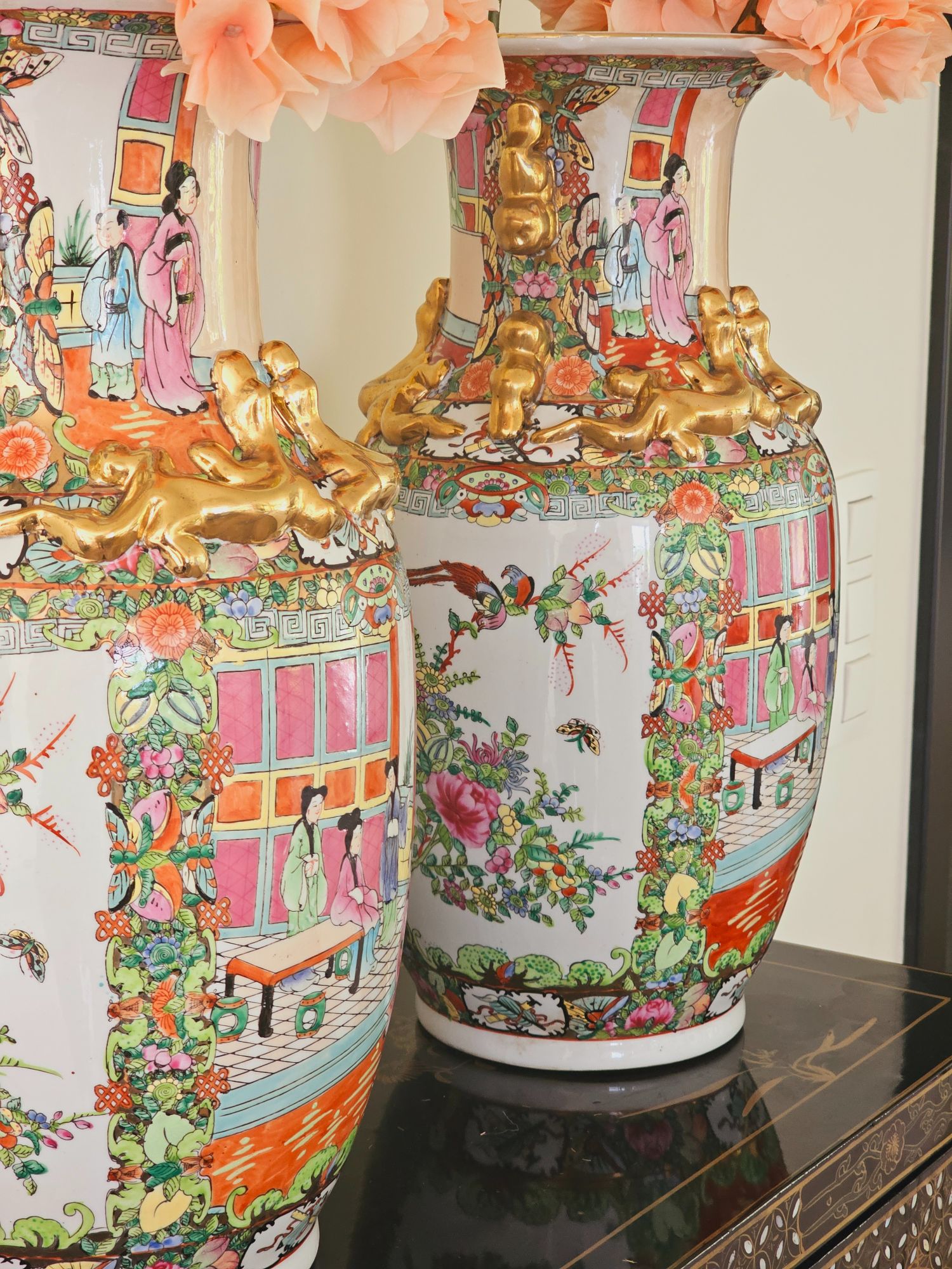 Aziatische Vazen Groot Model 46cm Kleurrijk, Set Chinese Vaas. image 2