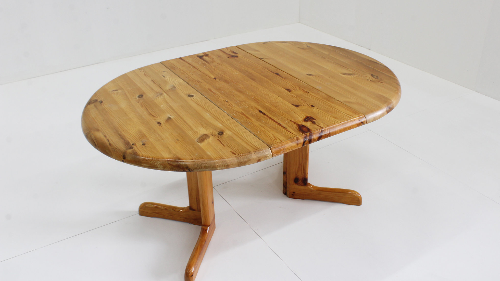 Vintage Deense Ronde Uitschuifbare Eettafel Pine Wood Jaren 60 image 2