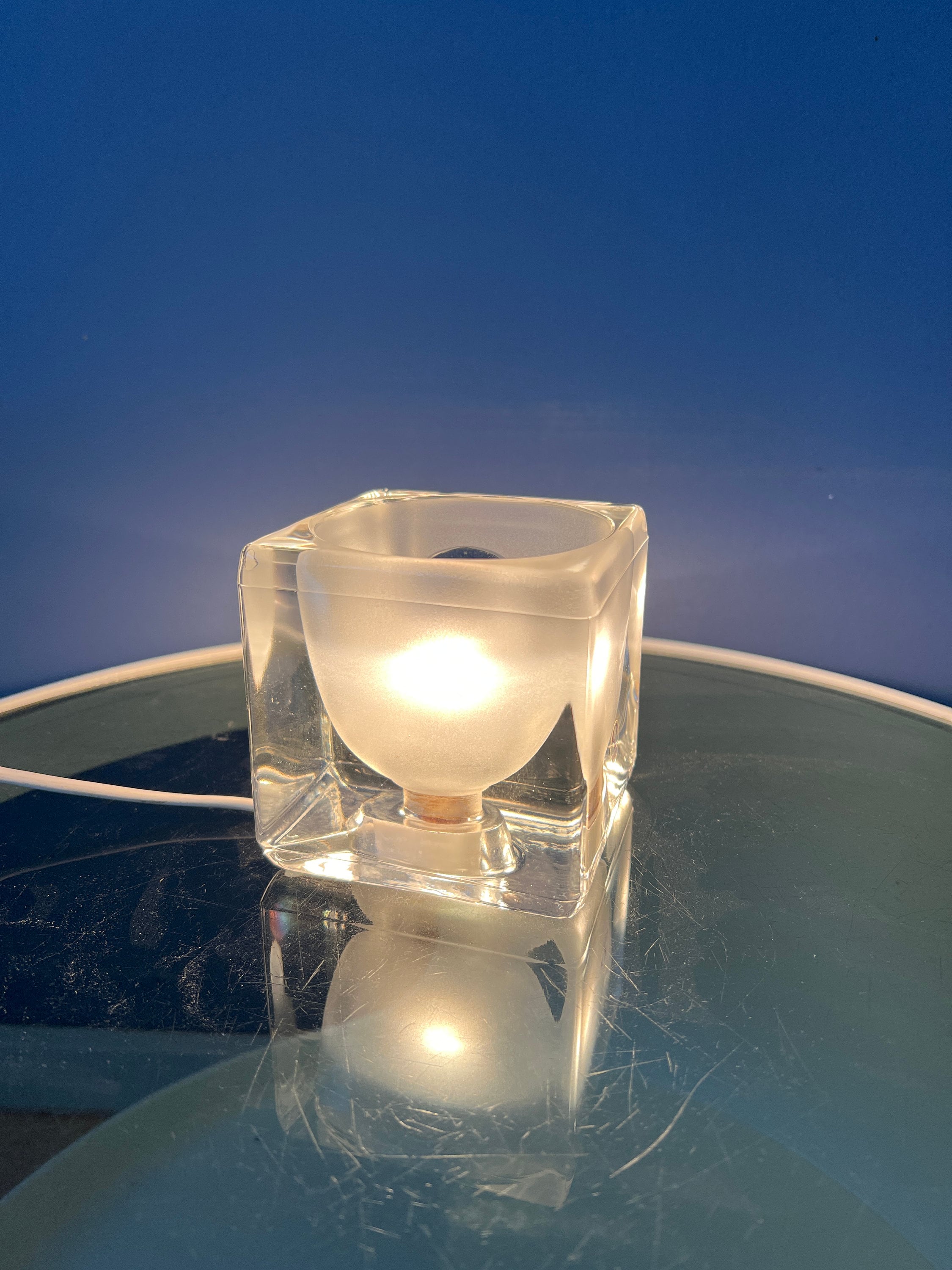 Mid Century Peill & Putzler 'ice Cube' Kubus Glazen Tafellamp image 3