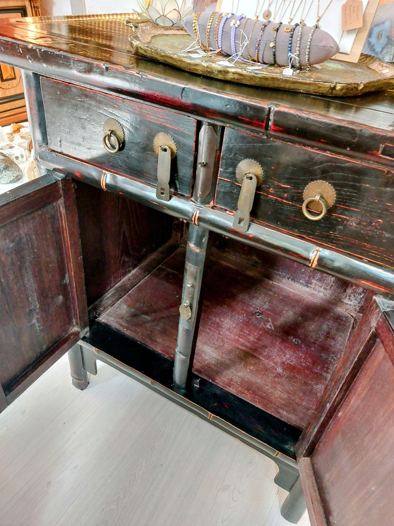 Chinese Bamboe Kast Zwart image 15