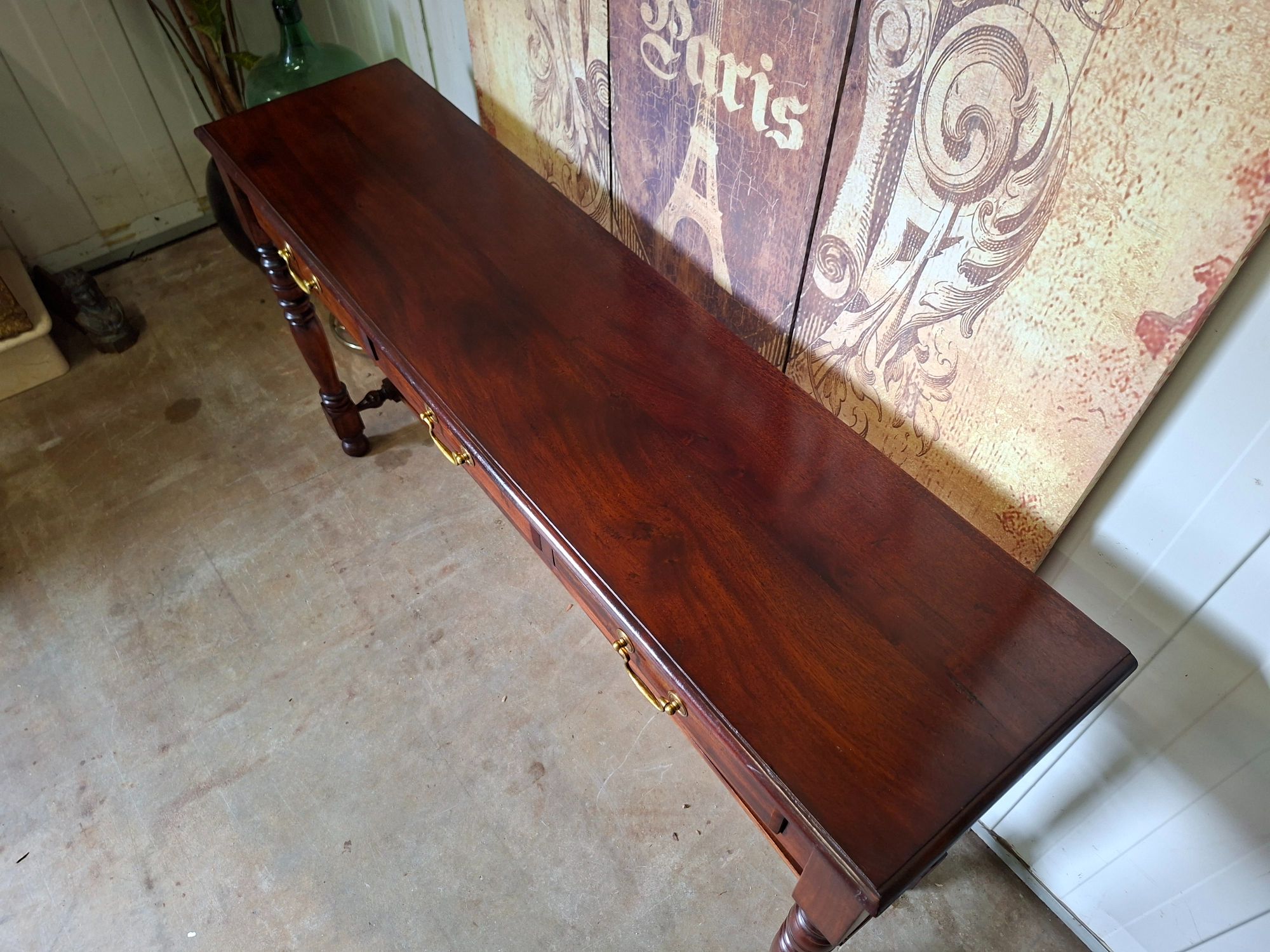 Klassieke Engelse Sidetable Haltafel, Wandconsole Lichte Gebruikssporen Afm, 140x34cm En 75cm Hoog. image 6