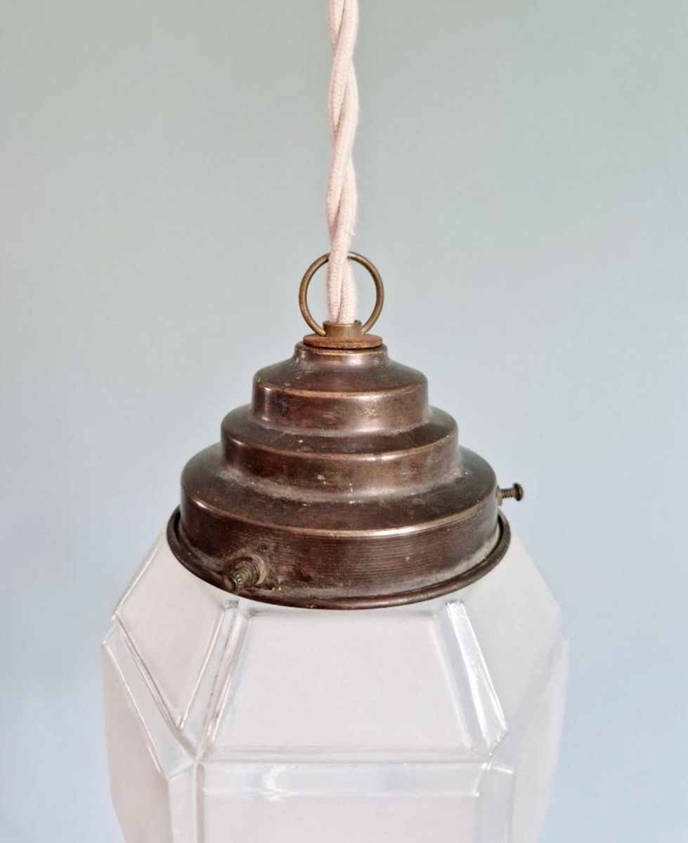 Art Deco Hanglamp In Gesatineerd Glas, 1920-30s image 6