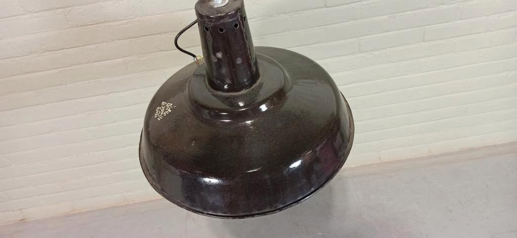 Vintage Industriële Emaille Hanglamp, Zwart image 7