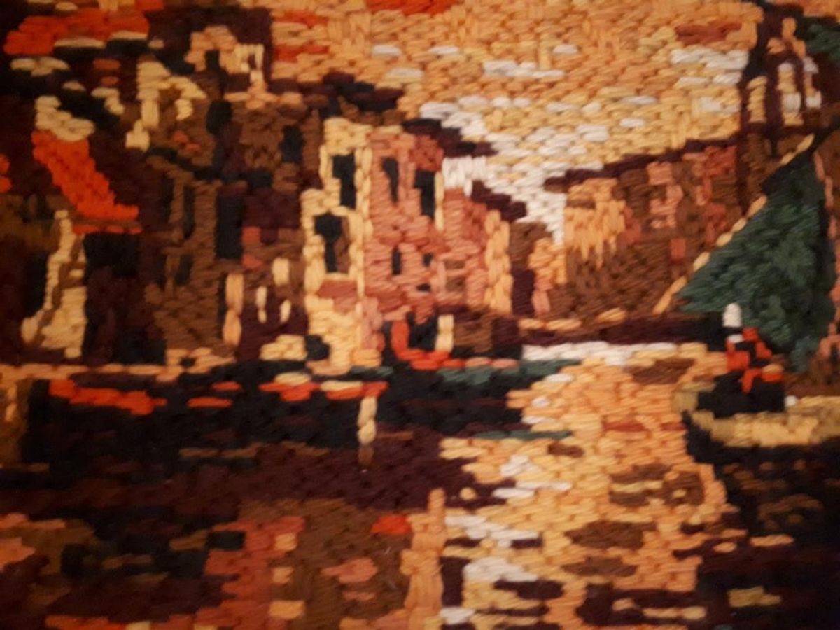 * Jaren 60 Wollen Vintage Schilderij Kunst Werkje Vintage image 7