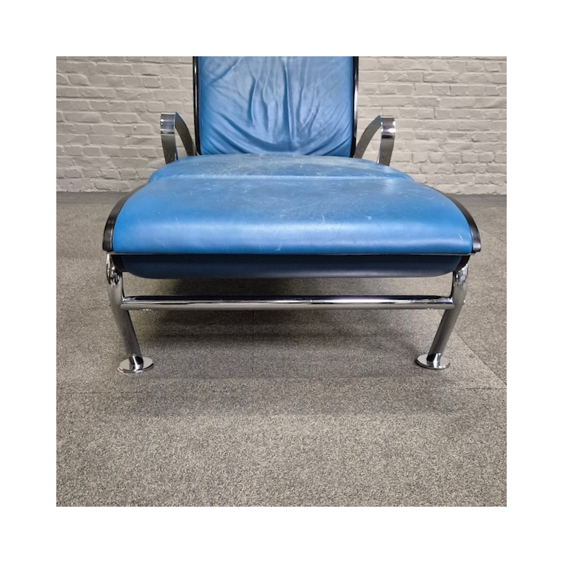 Blauw Lederen Lounge Stoel Futuro 3 Door Massimo Iosa Ghini Voor Moroso - Italië Jaren 80 image 10