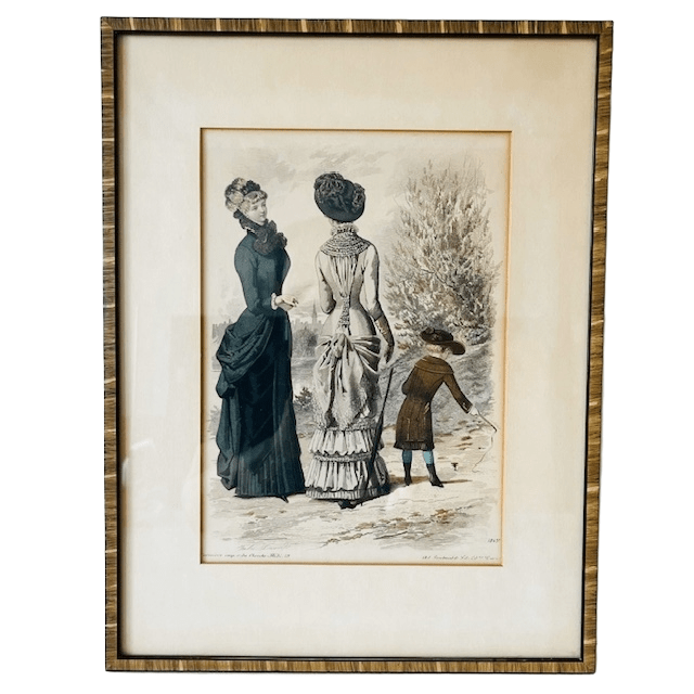 Antieke Ingelijste Franse Modeprent 1845 image 3