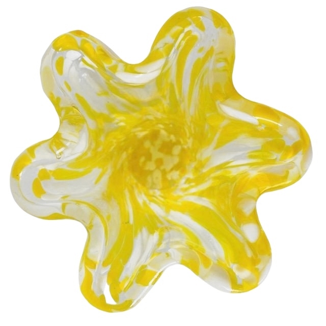 Vintage Glazen Vaas Murano Stijl Geel Wit Transparant image 5