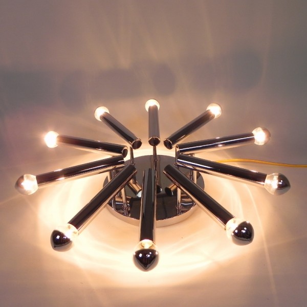 Verchroomde Sciolari Plafondlamp Met 10 Lichtpunten, Boulanger, Jaren 60 image 8