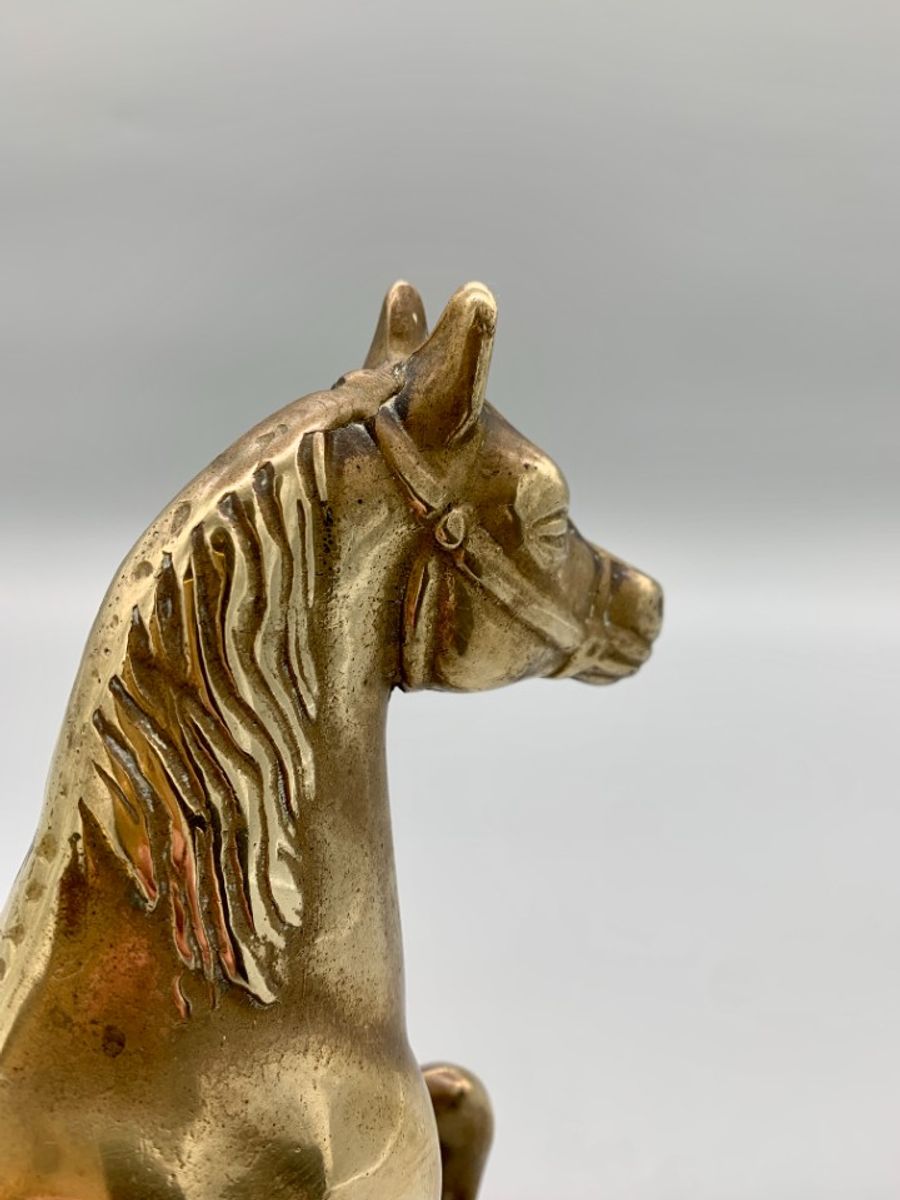 Vintage Groot Messing Paard Massief image 4