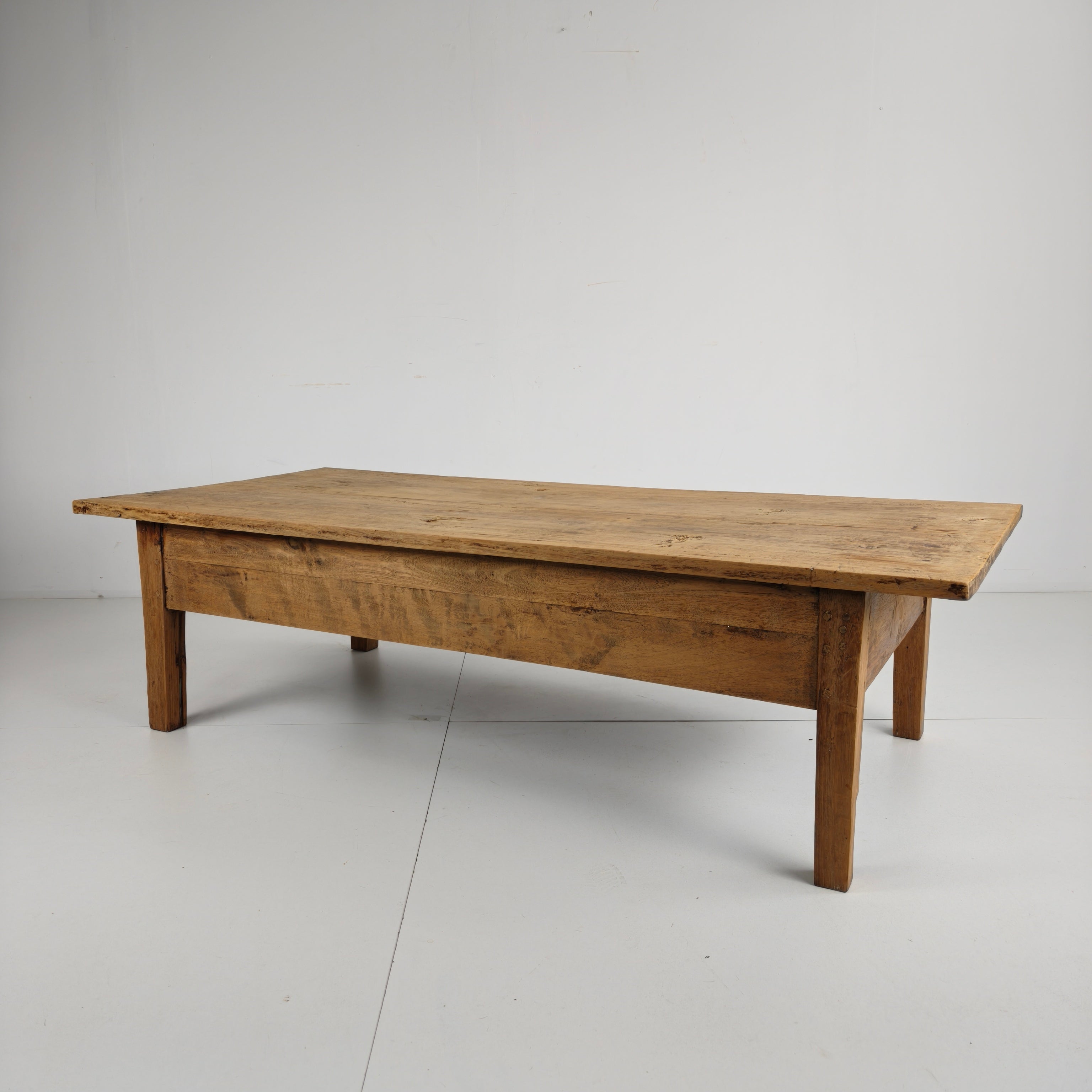 Antieke 19e Eeuwse Franse Boeren Salontafel Van Eikenhout image 14