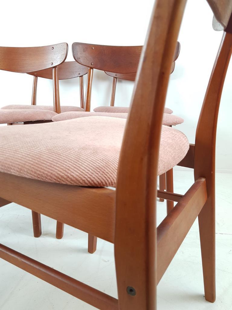 6 Deense Eettafel Stoelen Farstrup Nieuw Gestoffeerd Roze image 8