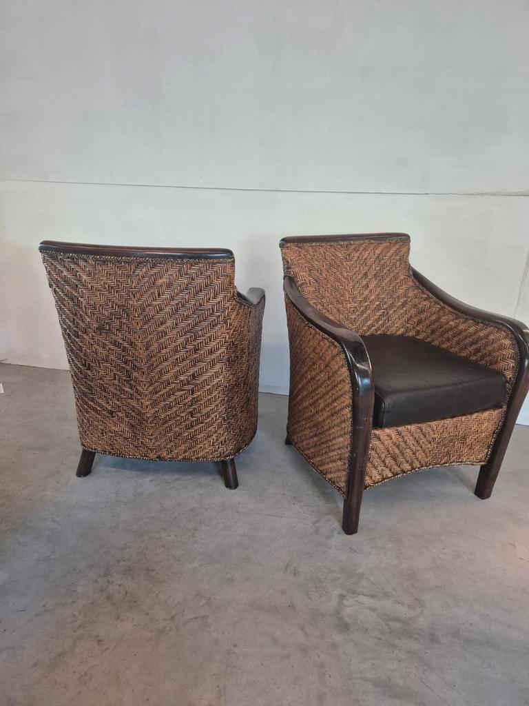 4 Art Deco Colonial Stijl Fauteuils Rotan image 12
