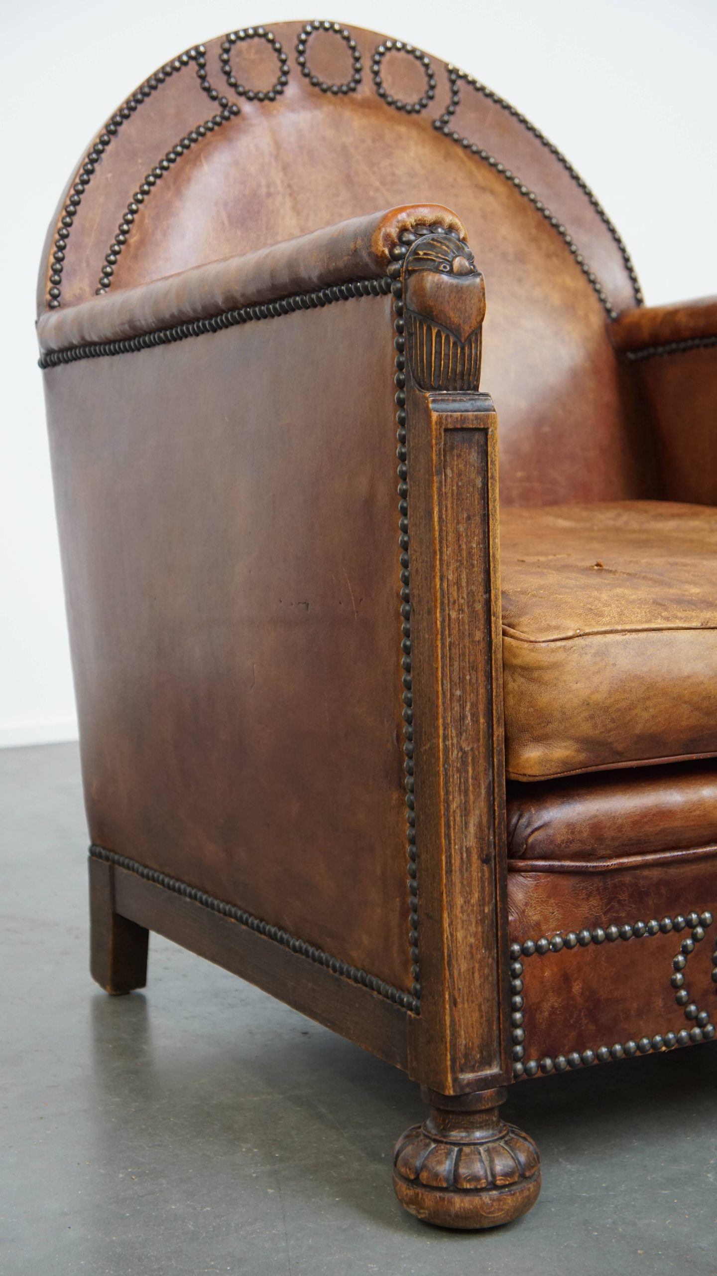 Prachtige, Karaktervolle En Unieke Luxe Schapenleren Art Deco Design Fauteuil/ Armchair image 19