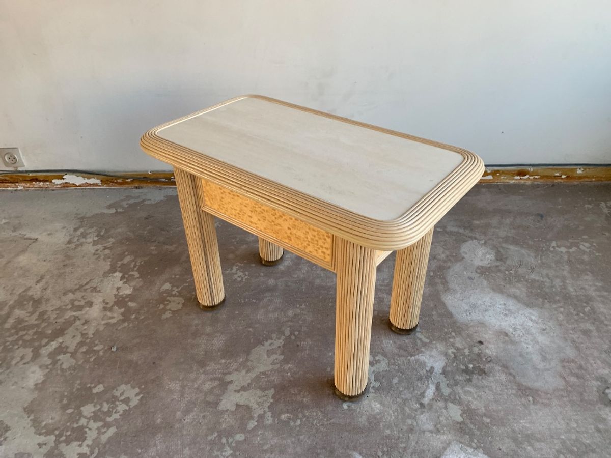 Travertijn & Rotan Tafel Circa 1970 image 18
