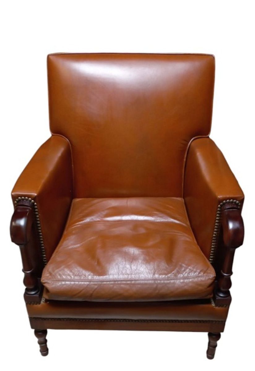 Cognac Kleurige Lederen Armzetel In Mahoniehout image 10