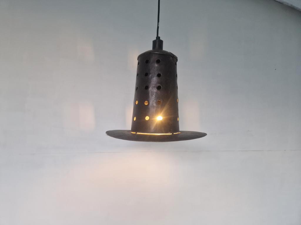 Vintage Metalen Brutalist Hanglamp image 7