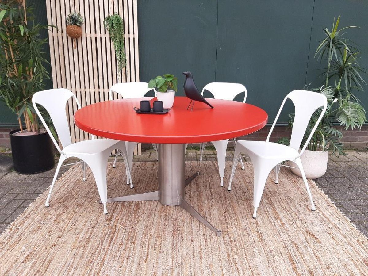 Rode Ronde Xl Eettafel 130 Cm Vintage Space Age Design Tafel image 22
