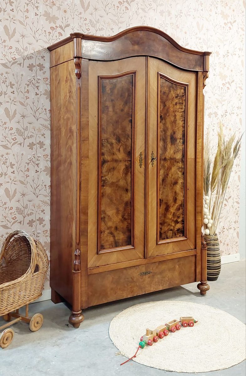 Antieke Noten Houten Art Deco Toogkast/linnenkast Julia image 6