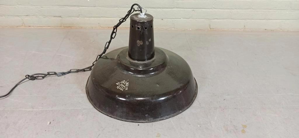 Vintage Industriële Emaille Hanglamp, Zwart image 3