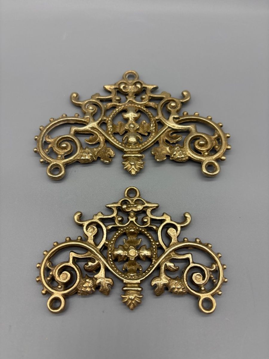 Set Antiek Koperen Ornamenten 2 Stuks image 6