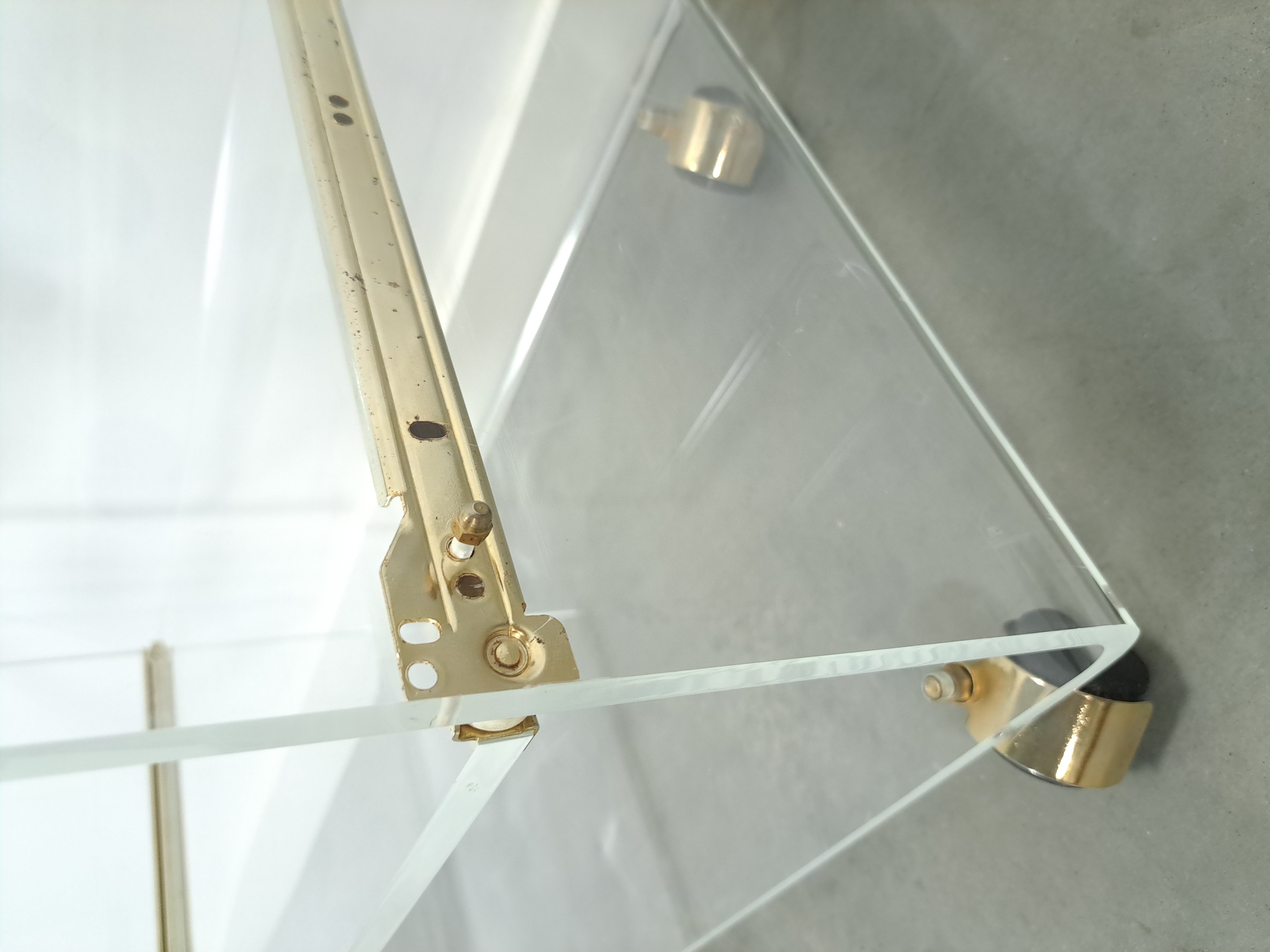 Space Age Plexiglas Trolley Met Messing, Tv Meubel image 15