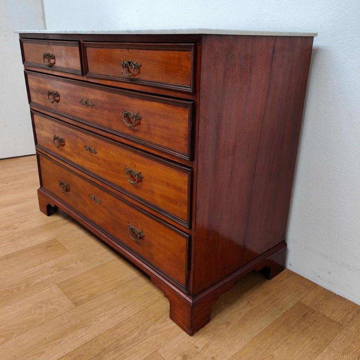 Vintage Antiek Dressoir Commode Ladekast Badkamermeubel Met Marmer Blad 704 image 4