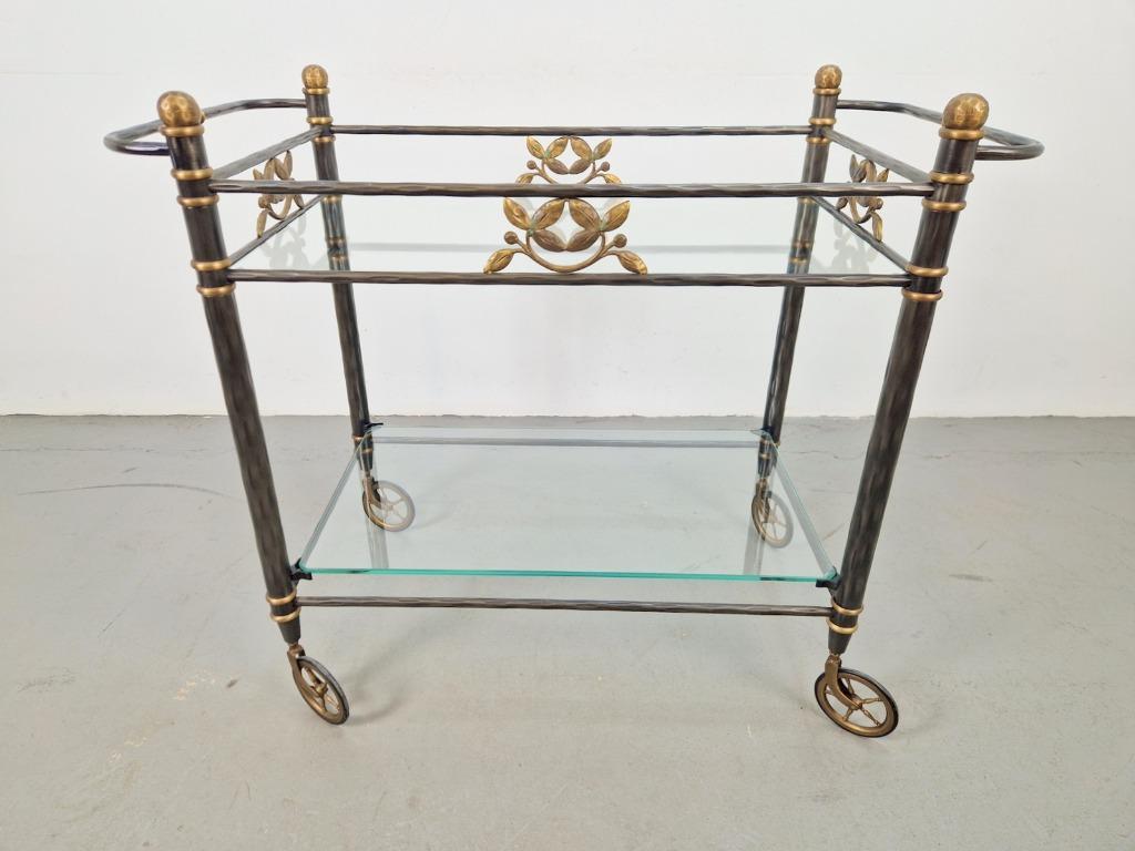 Vintage Regency Messing Metaal Bar Cart Drank Trolley Goud image 2