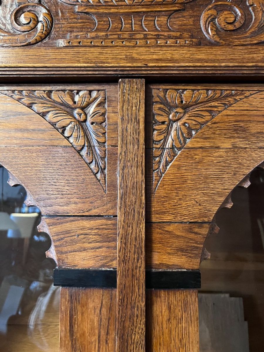Demontabele Antiek Eiken Kast Met 3 Verstelbare Planken, 199 Cm Hoog image 11