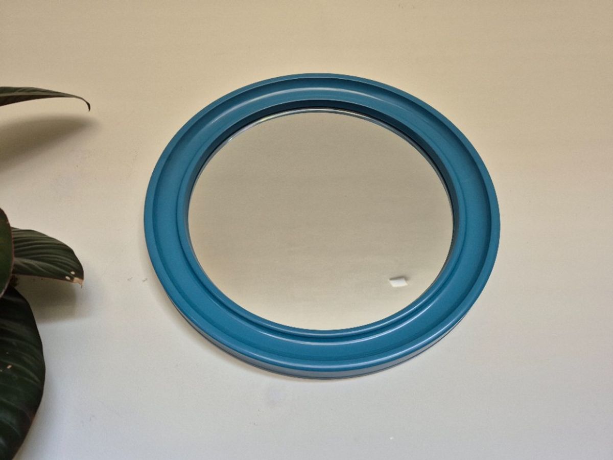 Carrara & Matta Spiegel. Vintage Xl Ronde Spiegel Blauw. image 4