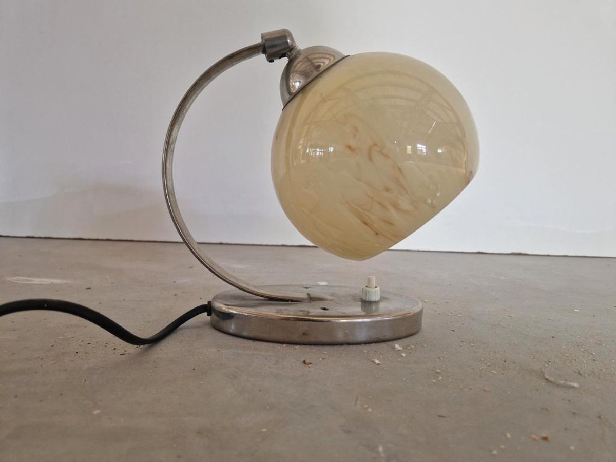 Art Deco Bauhaus Tafellamp Gemarmerd Glas image 5