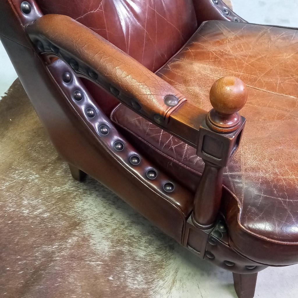 Bijzonder Stoere Vintage Bibliotheekfauteuil Met Studs image 12