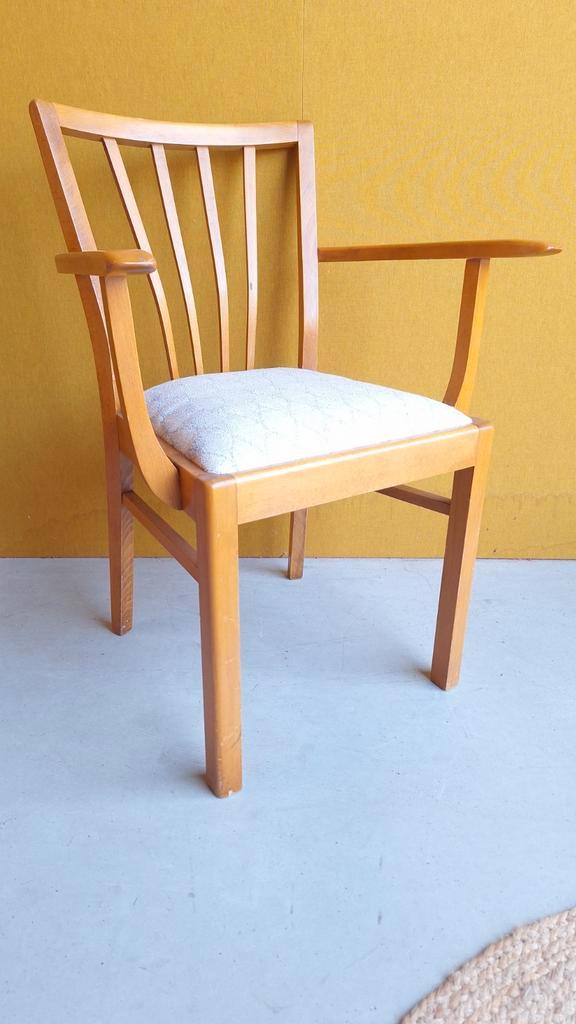 Unieke Retro Vintage Beuken Stoel Met Nieuwe Stoffering image 9