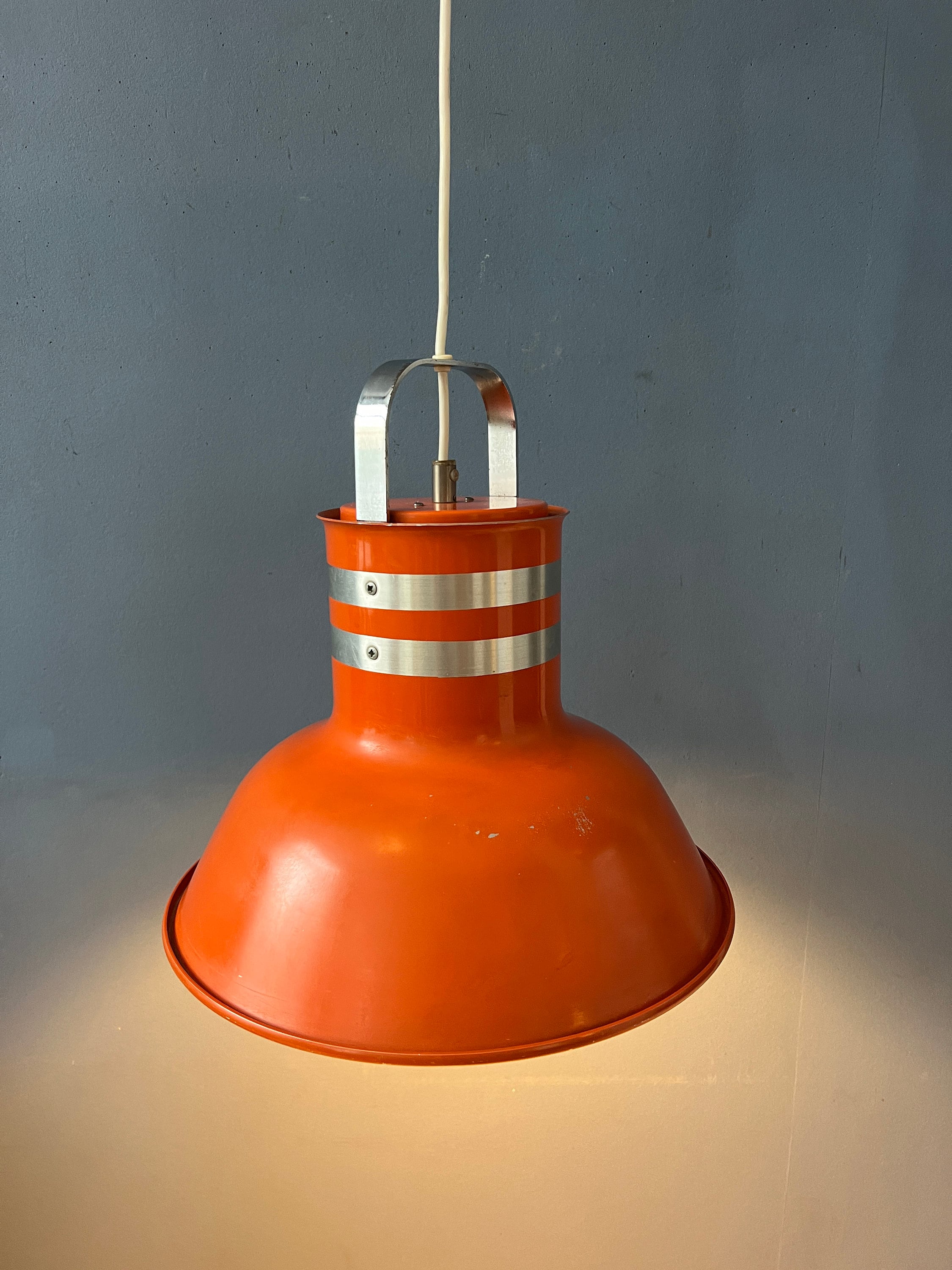 Mid Century Oranje/rode Metalen Space Age Hanglamp image 2