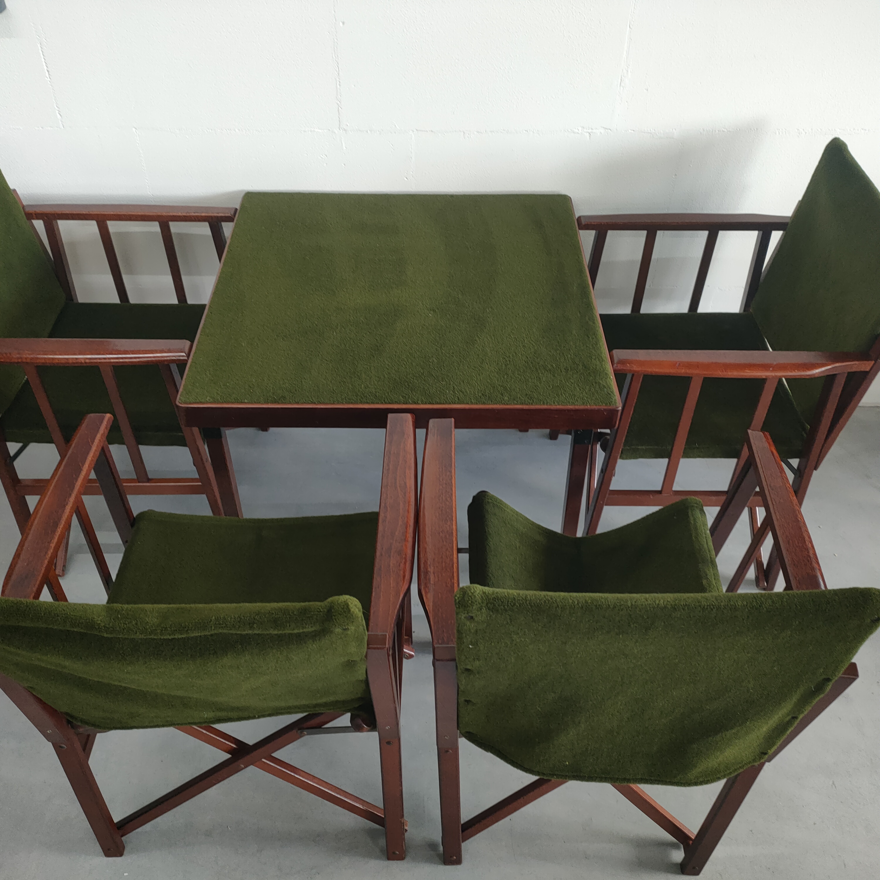 Unieke En Zeldzame Jaren 50 Green Brothers 'foldable' Regisseursstoelen Bridge Tafelset image 3