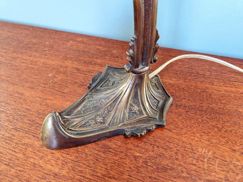 Art Deco Bureaulamp In Brons En Gesatineerd Glas, 1920-30 image 12