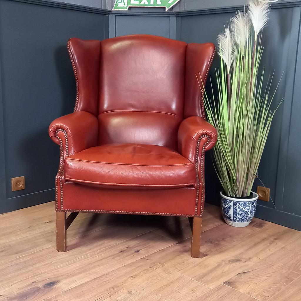Grote Schapenleren Vintage Engelse Oorfauteuil image 10