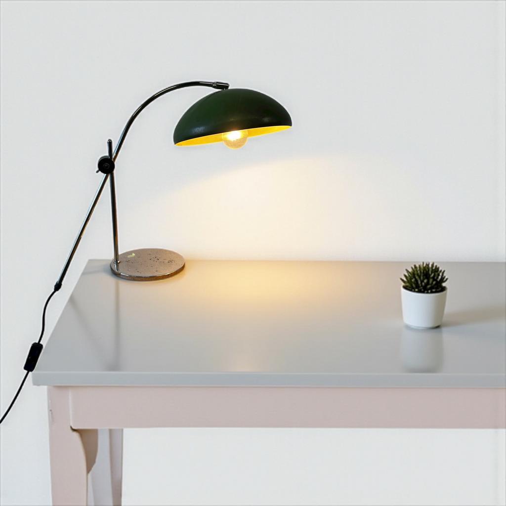 Vintage Industriële Groene Tafellamp / Desk Lamp image 2