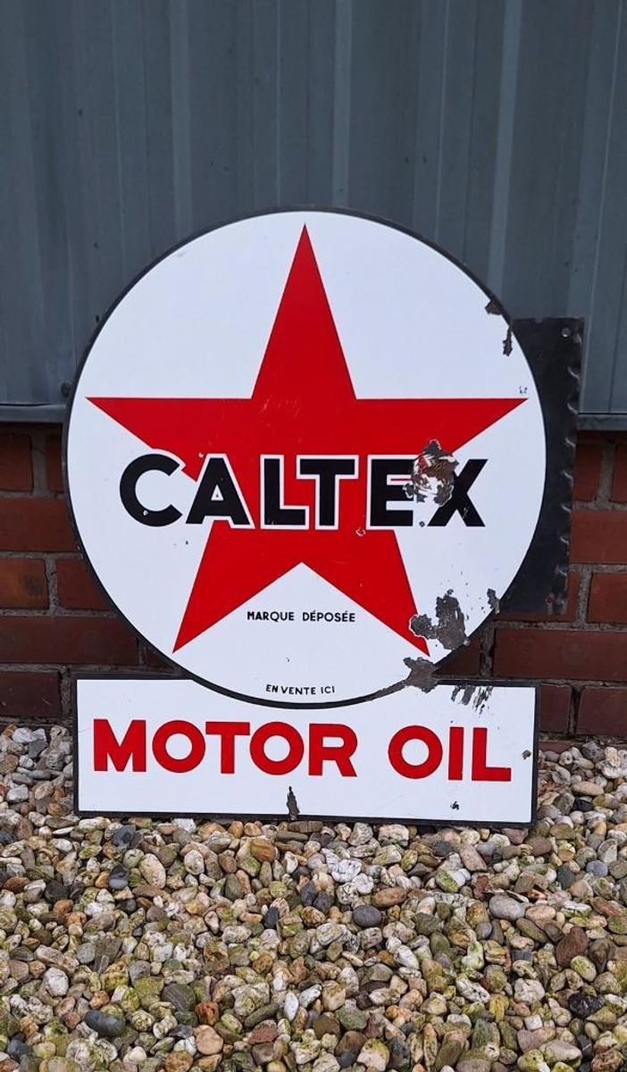 Dubbelzijdig Xl Emaille Reclame Bord Van Caltex Motor Oil️⛽️ image 6